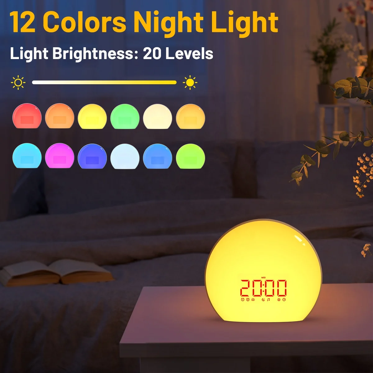 Customized draw simulation alarm clock that wakes you up with light for sleep aid