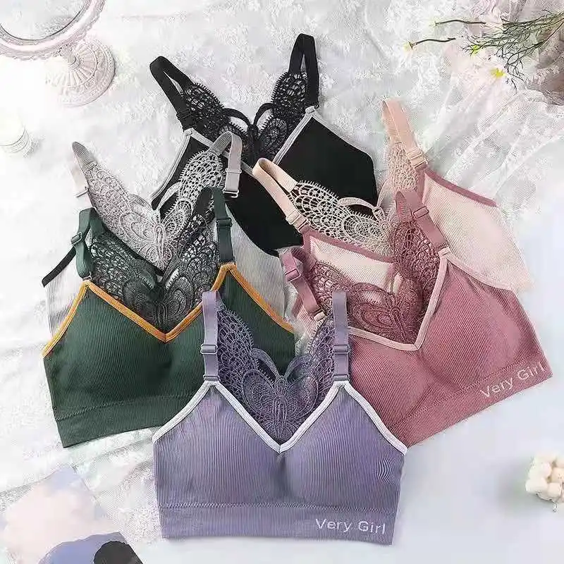 Very Girl printing Comfortable thin section without steel ring beauty back tube top Seamless breast wrap Plus Size seamless bra