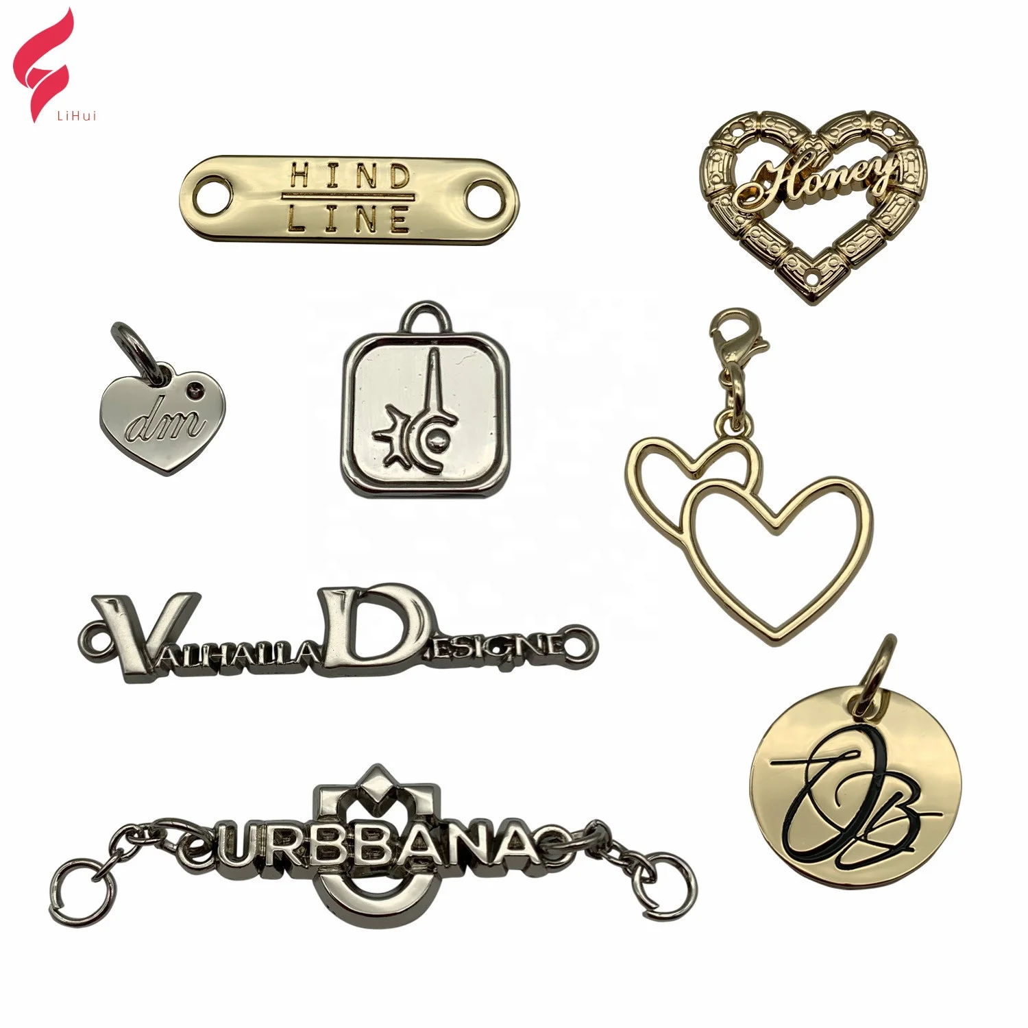 Новый дизайн брендовая этикетка с логотипом металлический логотип подходящие аксессуары подвески изготовленные на заказ металлические бирки для изготовления ювелирных изделий