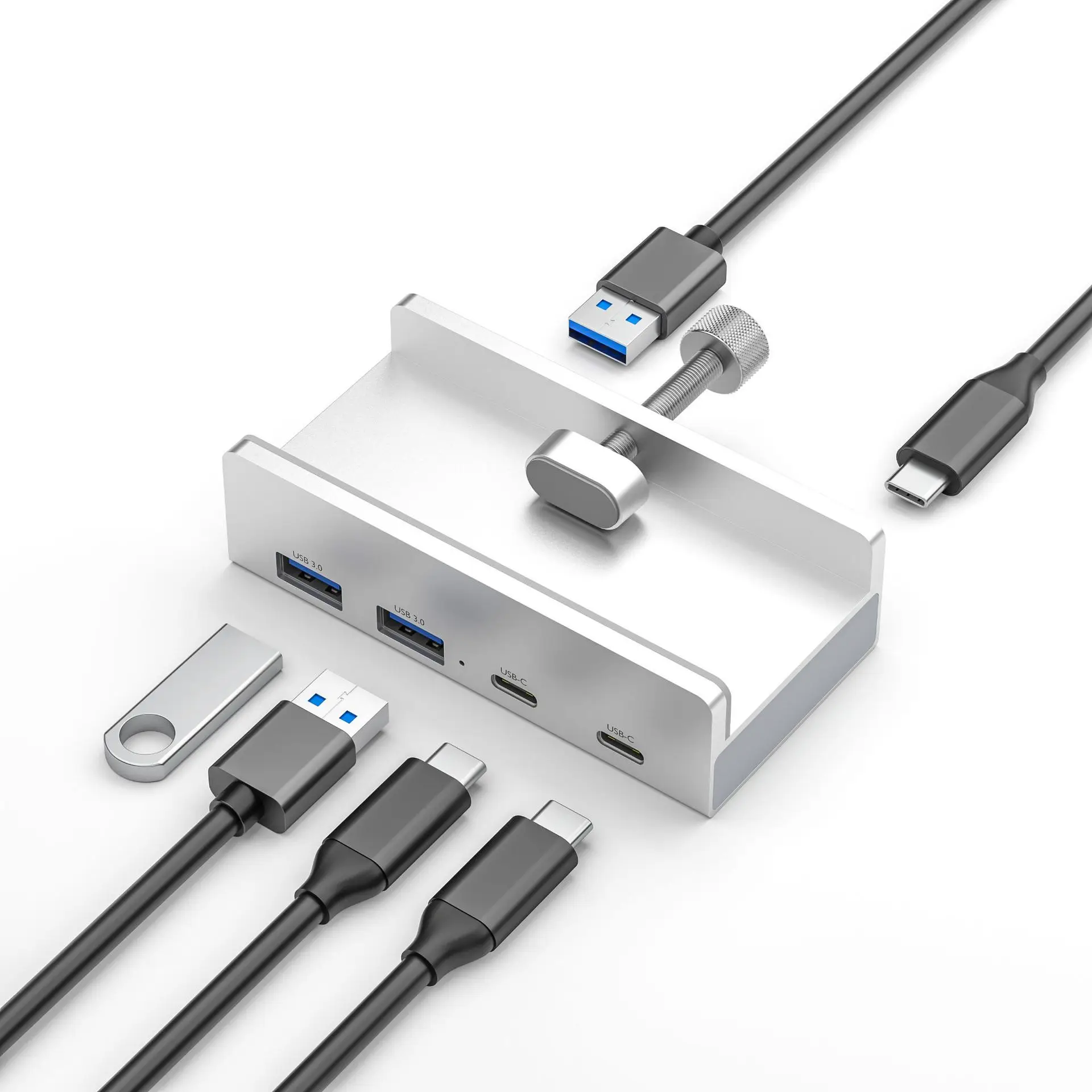 Пользовательский внешний адаптер из алюминиевого сплава Multi USB Splitter для ноутбука настольного компьютера со слотом карт AUX TF