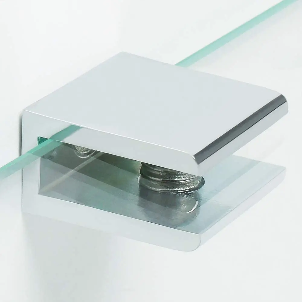 Factory Wholesale Glass Shelf Supports Brackets Screw Clamp Polished Chrome 6-8mm Shelves Holder Clip