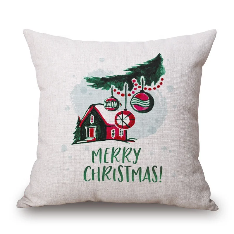 WeaveWin in stock New style Christmas pillow cover New Year cotton linen cushion cover sample room hotel pillow cover