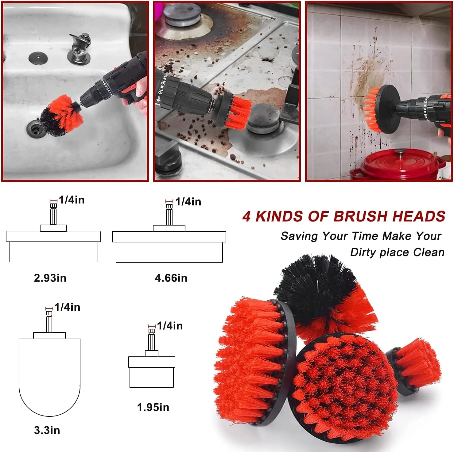18 Pcs Professional and customized red car Washing kits car detailing brushes set Car cleaning kit