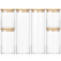 Storage Bottles & Jars Tube Shaped Airtight Kitchen Food Storage Container 4oz Glass Spice Jars With Bamboo Lids