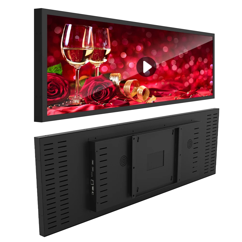 35 Inch lcd Display indoor Stretched Bar screen Retail Digital Advertising Video Player for Store Shelves
