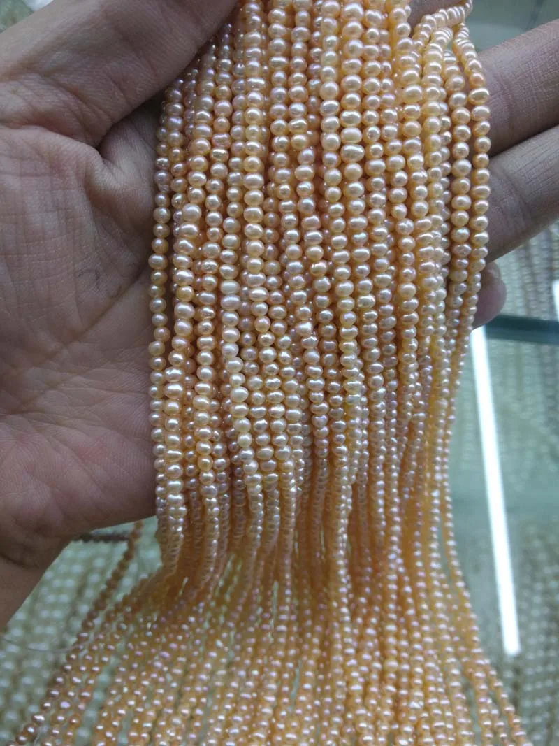 Hot Sale 2-3mm Potato Natural Freshwater Pearl Chain Small Pearls for Jewelry Making