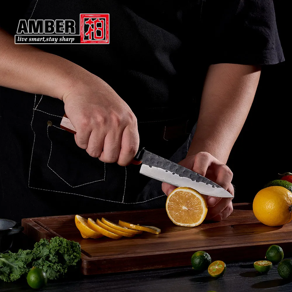 6 inch Black AUS10 japanese knife honesuki carbon steel kitchen chef utility fruit paring knife with wooden handle
