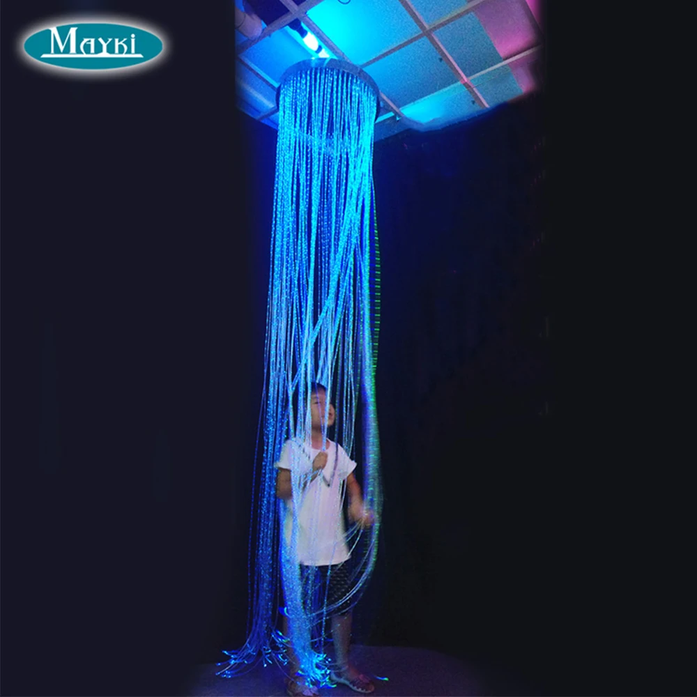 Calming LED Fiber Optic Wall Cascade Fibre Optic Ceiling Curtain Wall Mounted Sensory Fibre Optic Curtain