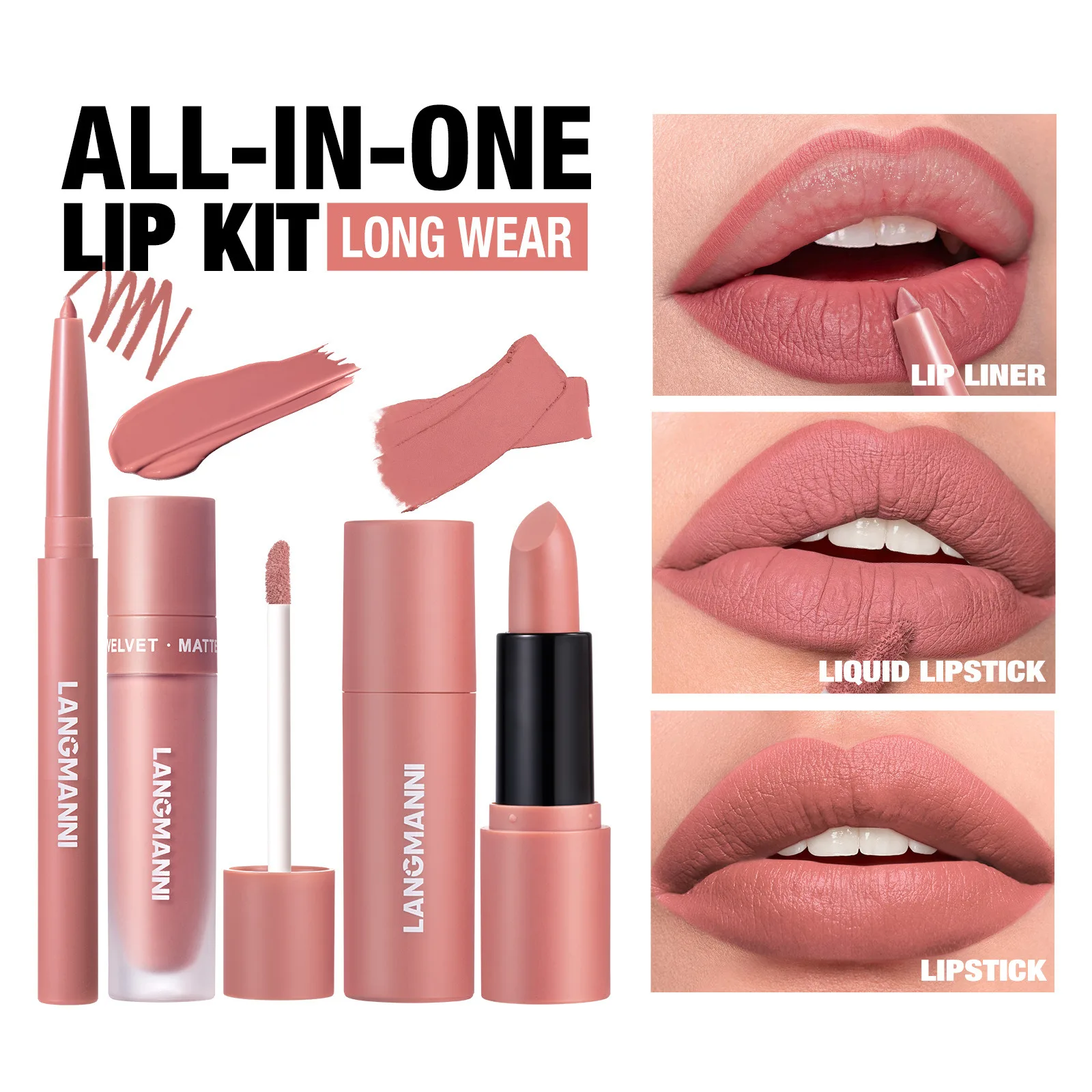 Langmanni Matte Moisturizing Lip Liner Built-In Sharpener Lipliner Pencil  Lipstick Lasting Waterproof Lip Liner Makeup Set