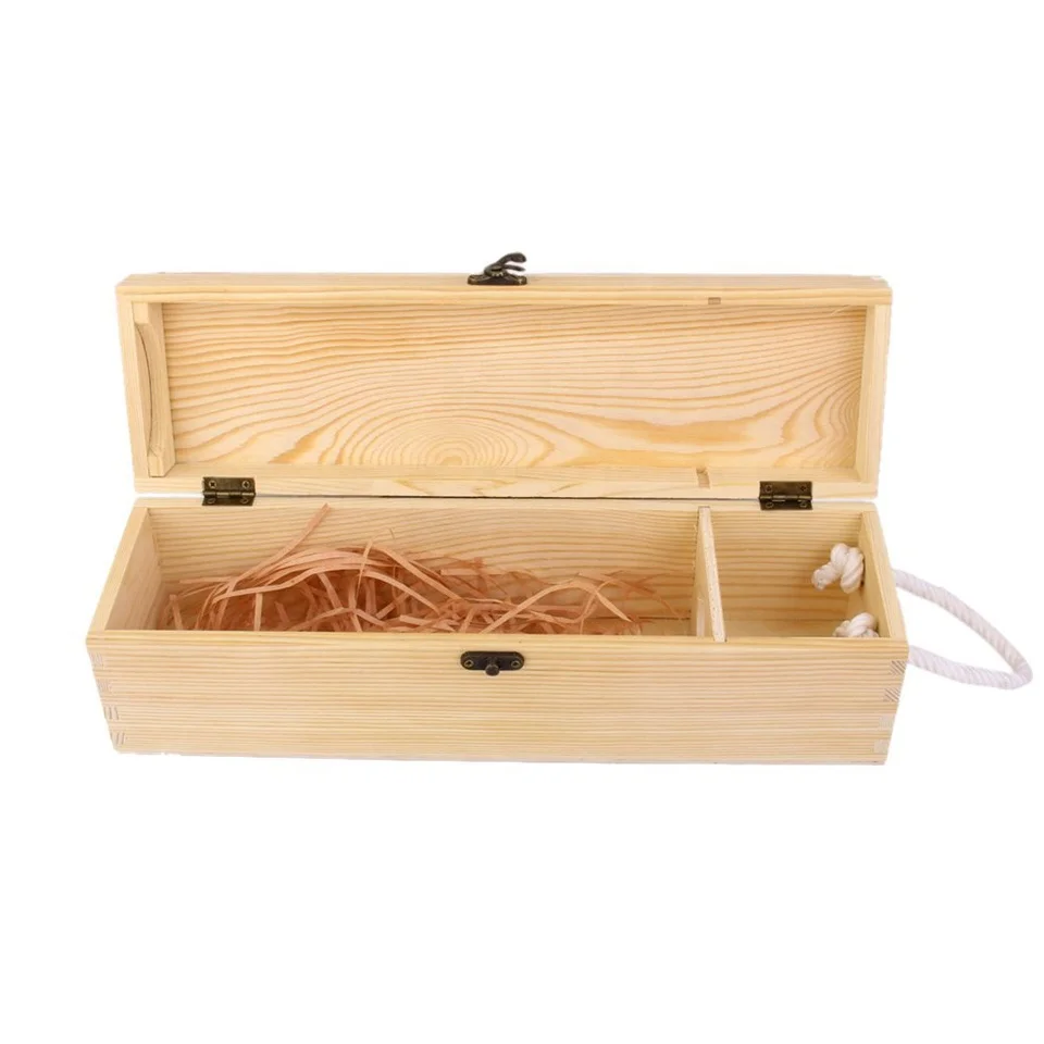 Chinese supplier one bottle 750ml pine luxury wine box pine wood wine box