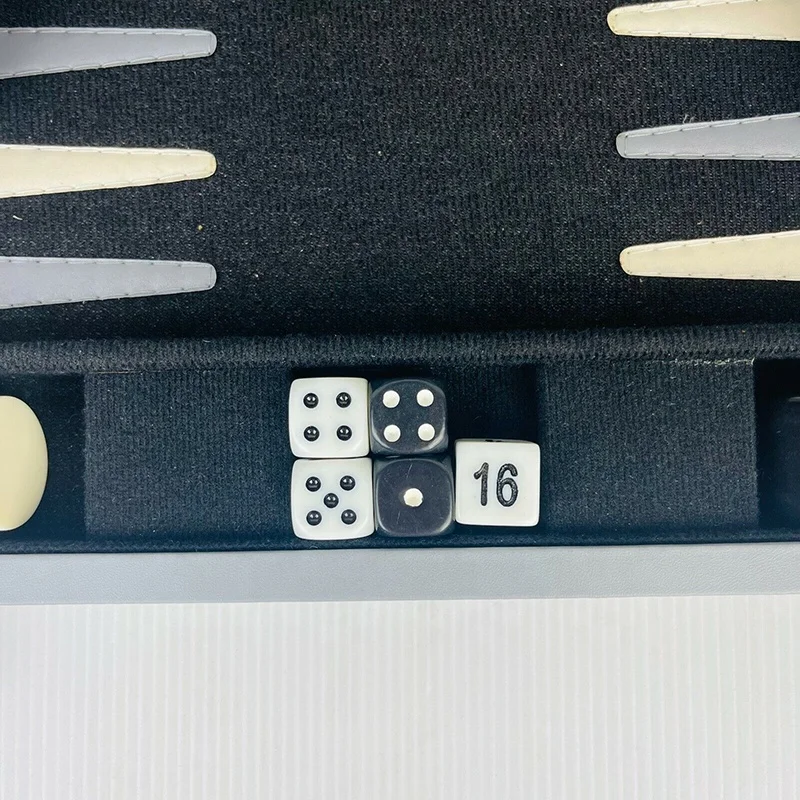 Deluxe 15-Inch Backgammon Set with Black Leatherette Case Stitched Chess Games Accessory