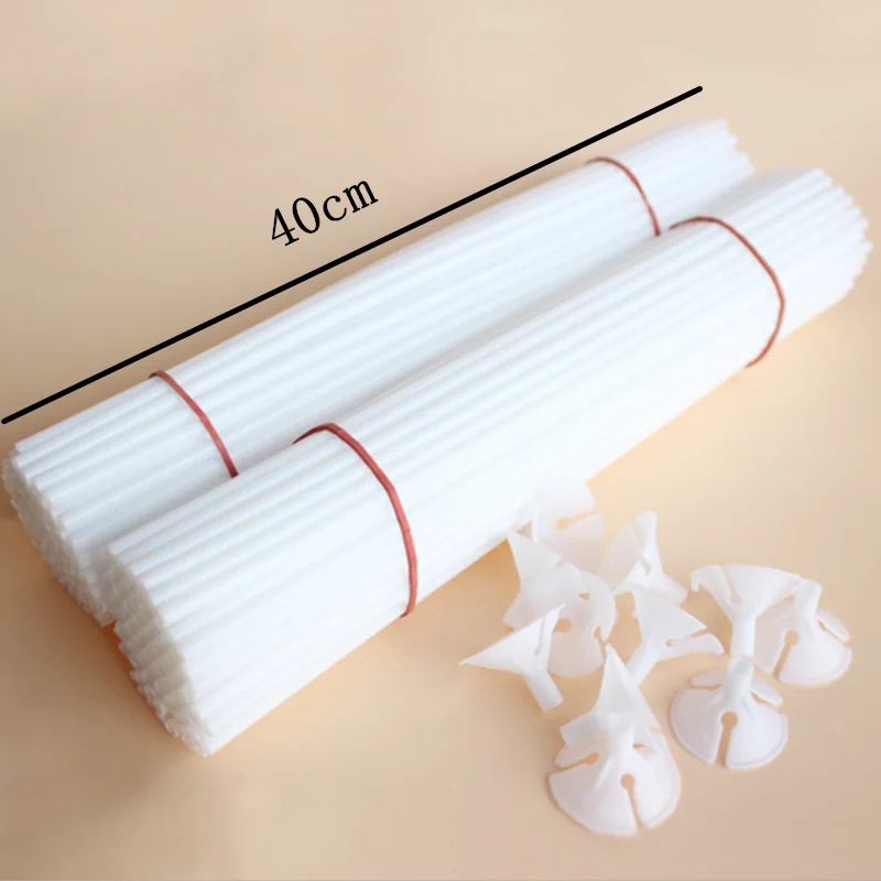 100sets 40cm balloon sticks and cups balloon holder  plastic balloon spare parts white environmental baloon stand