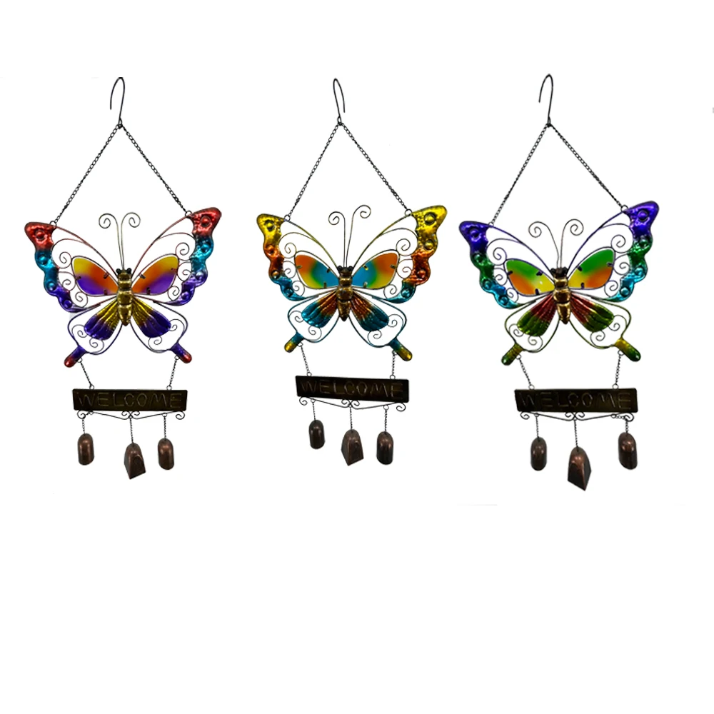Outdoor garden craft ornaments glass metal butterfly wind chimes are used for outdoor / indoor garden yard decoration