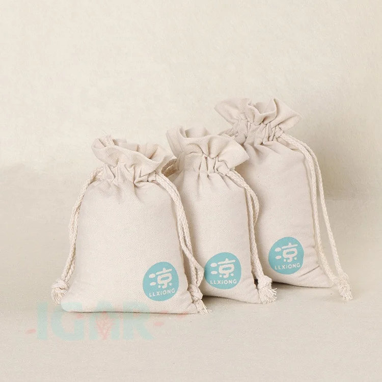 Canvas Drawstring White Color Shopping Bag Travel Portable Gift Bag Mini Packing Bags Coin Rice String Small Strappy Pockets