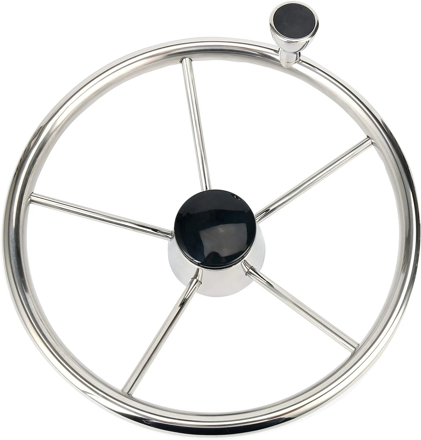 Top quality marine hardware supplier 11 inch stainless steel steering wheel with knob for yacht and sailboat and boat
