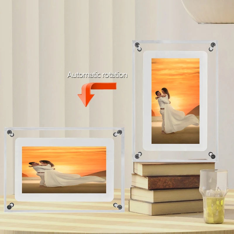7 inch video photo display art nft acrylic digital photo picture frame with battery