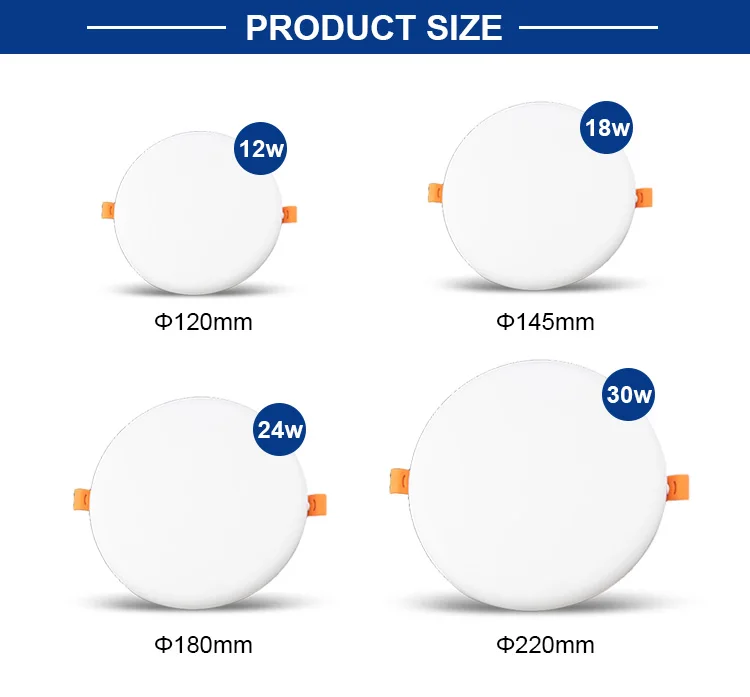 Ushine Good Quality Commercial Lighting Frameless Square Round Aluminum Ceiling Recessed LED Panel Light