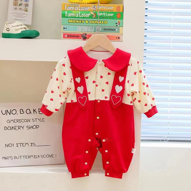 Newborn baby clothes inkaka Cotton Long Sleeve snap button Baby girl Cute Cartoon Rompers Soft Infant baby