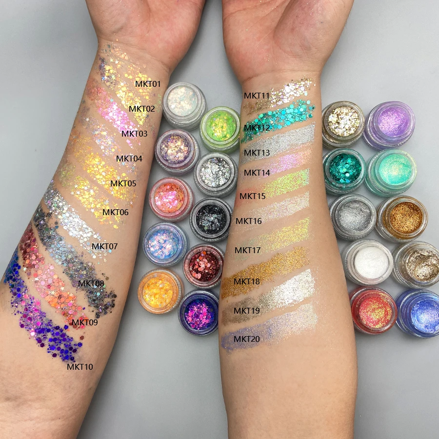 MLM Cosmetics Manufacturer OEM/ODM Private Label Party Festival Multichrome Pigment Chameleon Eyeshadow Gel Glitter