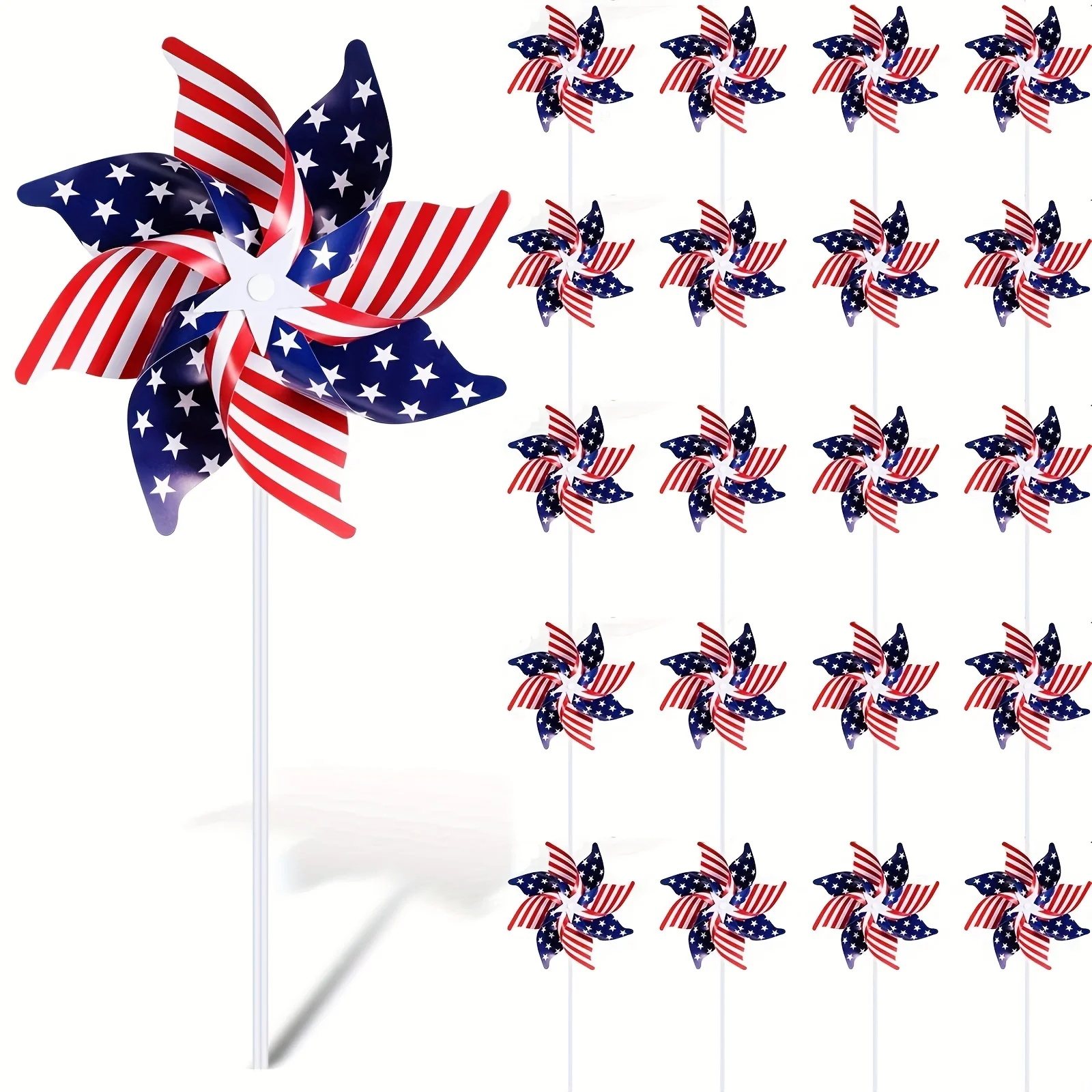 10pcs Stars And Stripes Pinwheels, 4th Of July Decor Patriotic Pinwheels Red, White And Blue, Independence Day Decor Party Favor