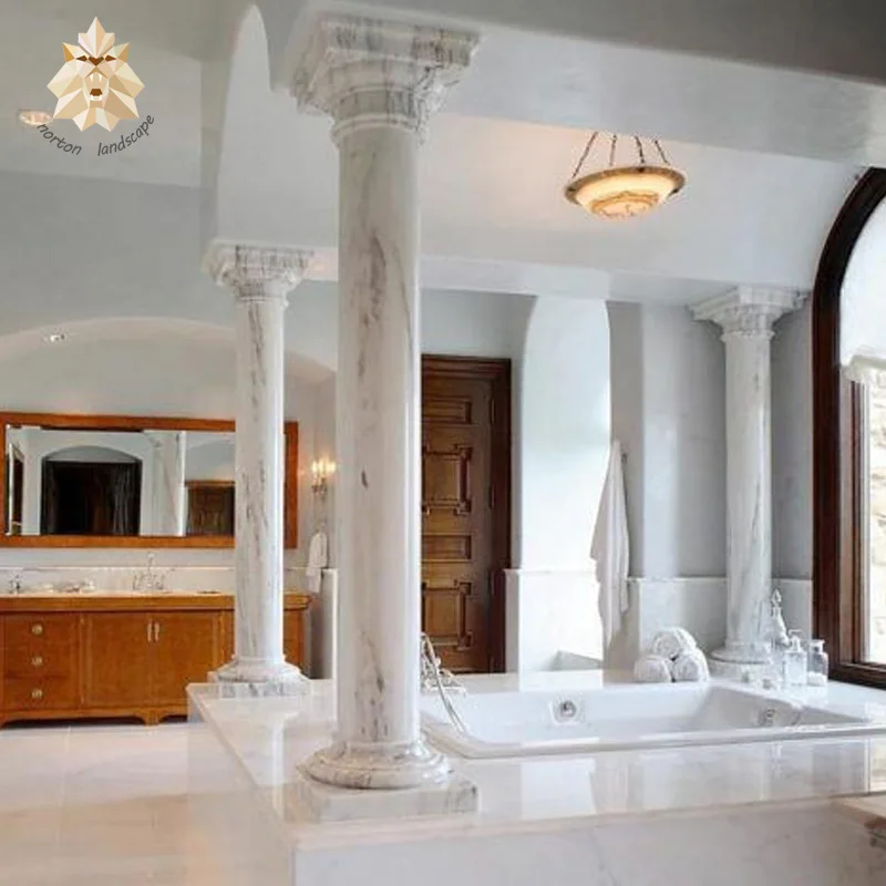 Modern Home Building Use Stone Pillars Villa Column Natural Antique Roman Round Stone/Marble Columns For Sale