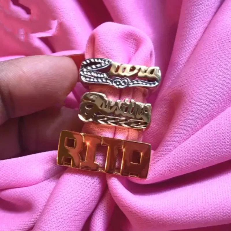 Number Name Ring Menring Custom Ring  Personalized Sterling  Ring Rose Gold With Number Custom Gifts