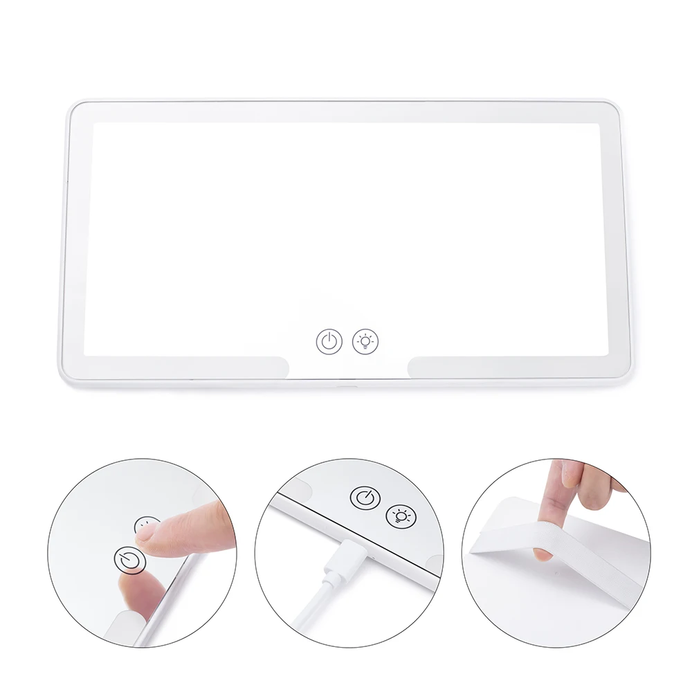 Automobile Make Up Car Mirror Travel Vanity Car Sun Visor Mirror Makeup Sun-shading Cosmetic Mirror With Six Led Lights
