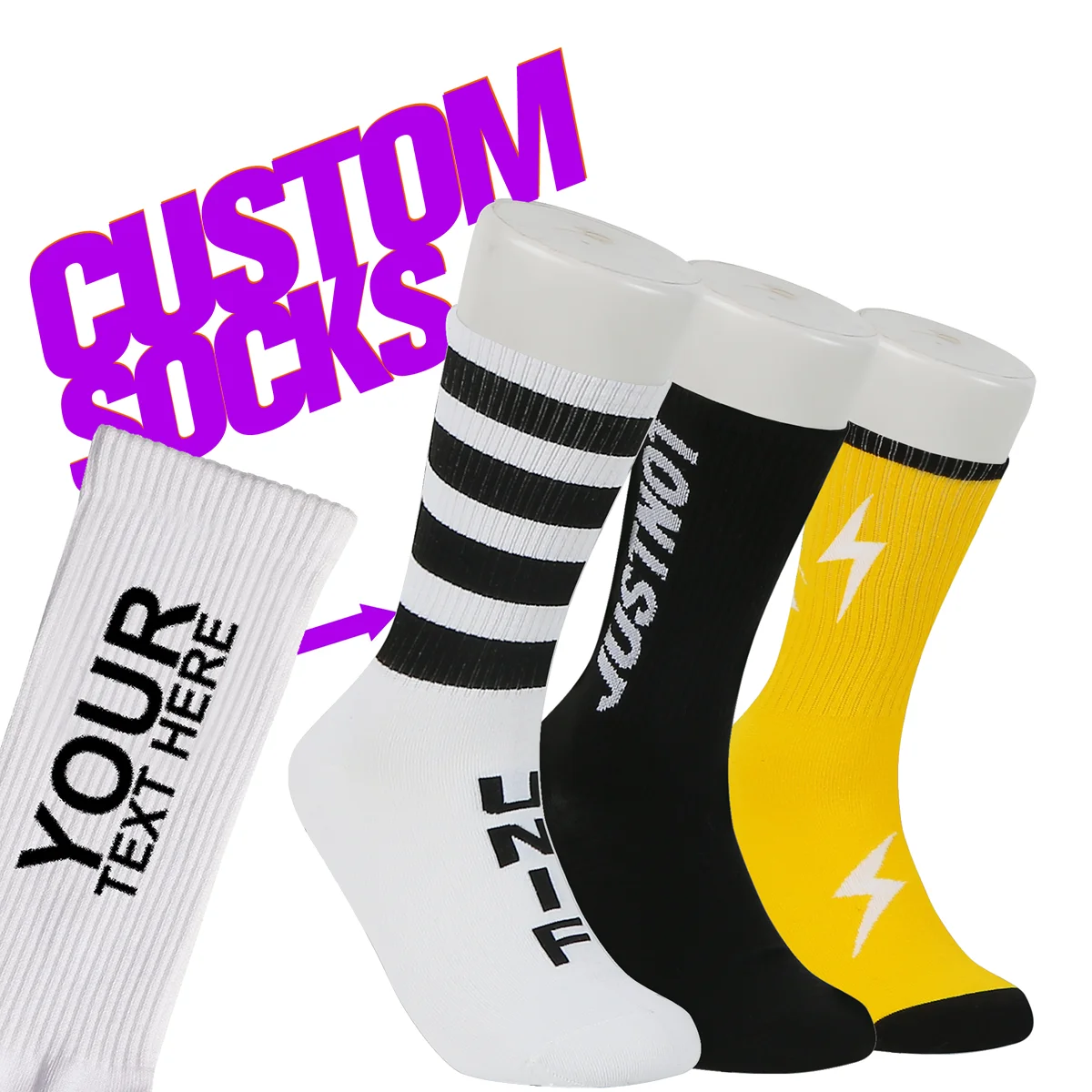 Made your own design logo custom team socks custom cotton crew sport socks logo
