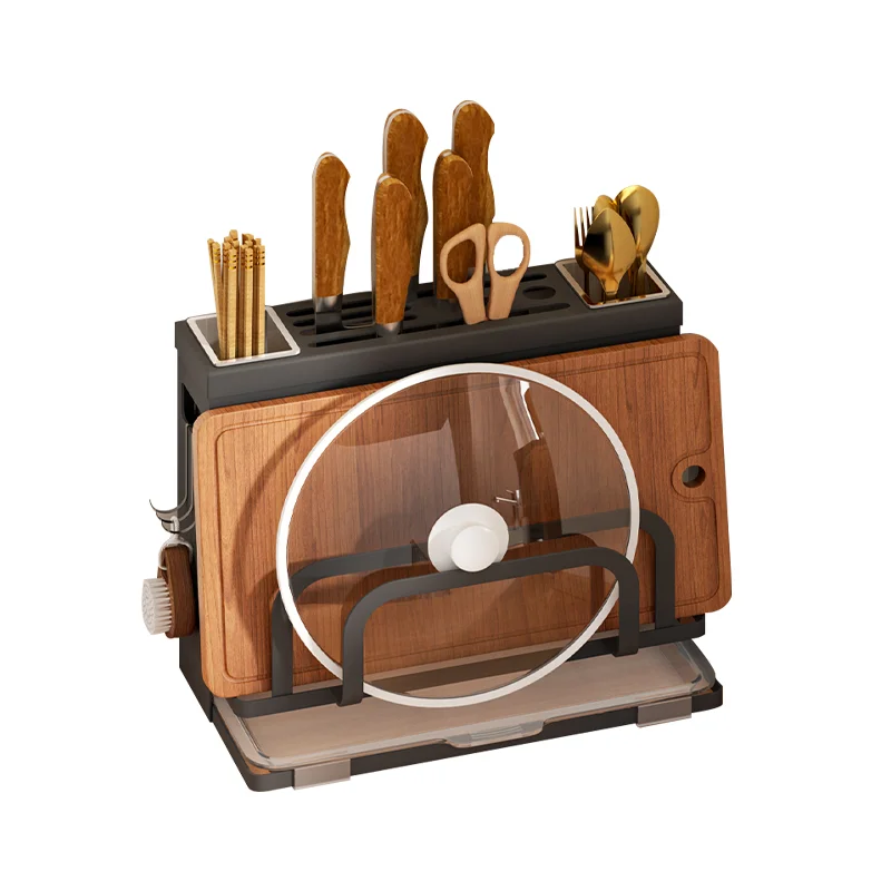 Kitchen Knife Fork Chopsticks Holder Pot Cover Rack Multifunctional Knife Block
