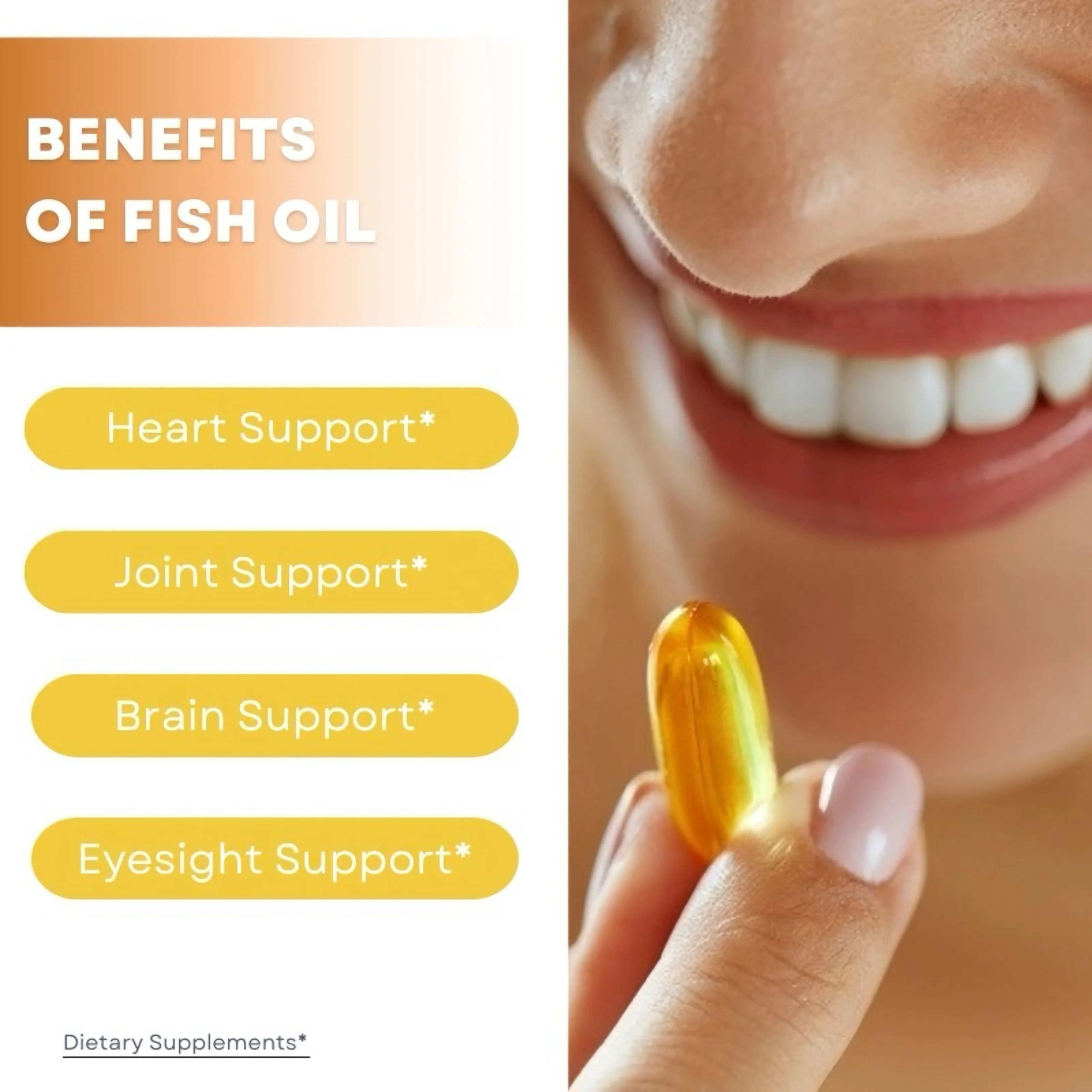 OEM Private Label Omega-3 Fish Oil Soft Capsules Omega 3 Fatty Acids EPA  DHA Lemon Flavor 100 Softgels