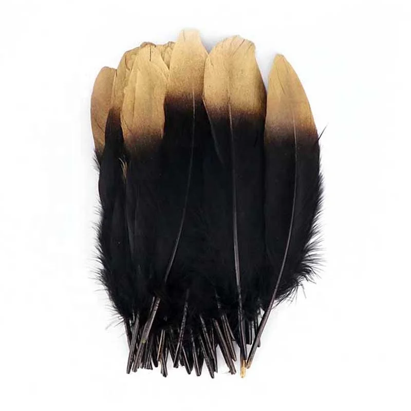 Wholesale Goose Feathers plumas 17-22cm DIY Single-sided silver Tipped With Crimp hat for crafts Decorations