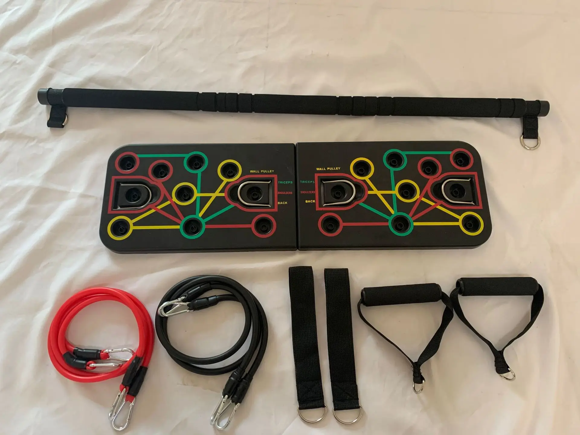 Push Up Board Multi-Function All in One System with Resistance Bands Strength Training Push Up Stands Home Workout Equipment