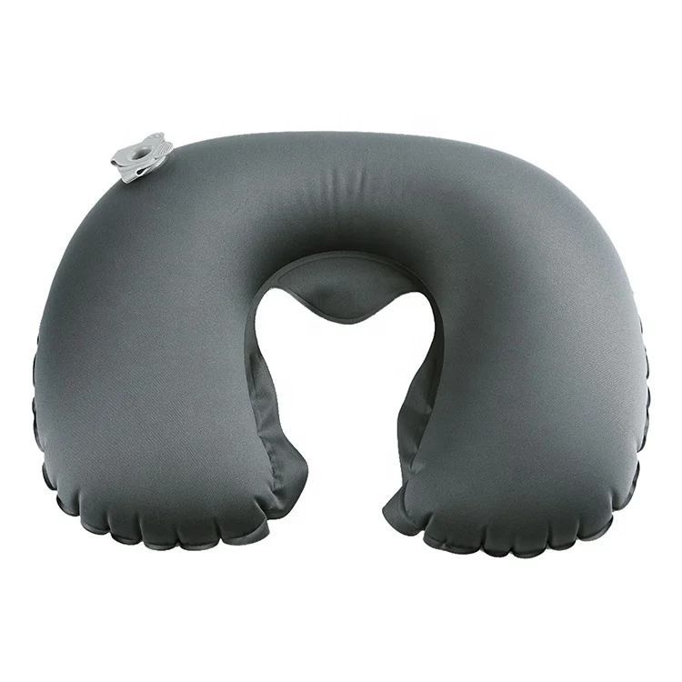 Solid Color Polyester PVC Inflatable U Shape Neck Pillow Portable Airplane Travel Camping Outdoor Pillow