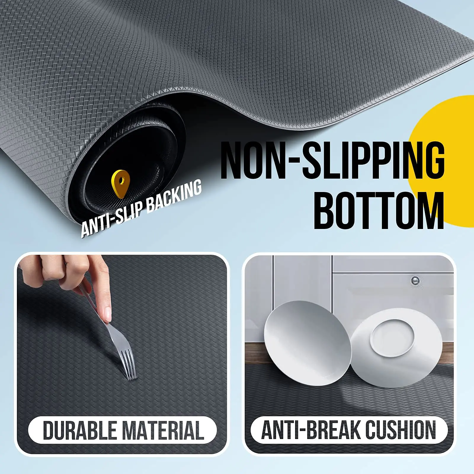 Сверхпрочный коврик резиновый напольный ковер Придверный стоячий Комфортный для дома и офиса ПВХ противоутомительный кухонный