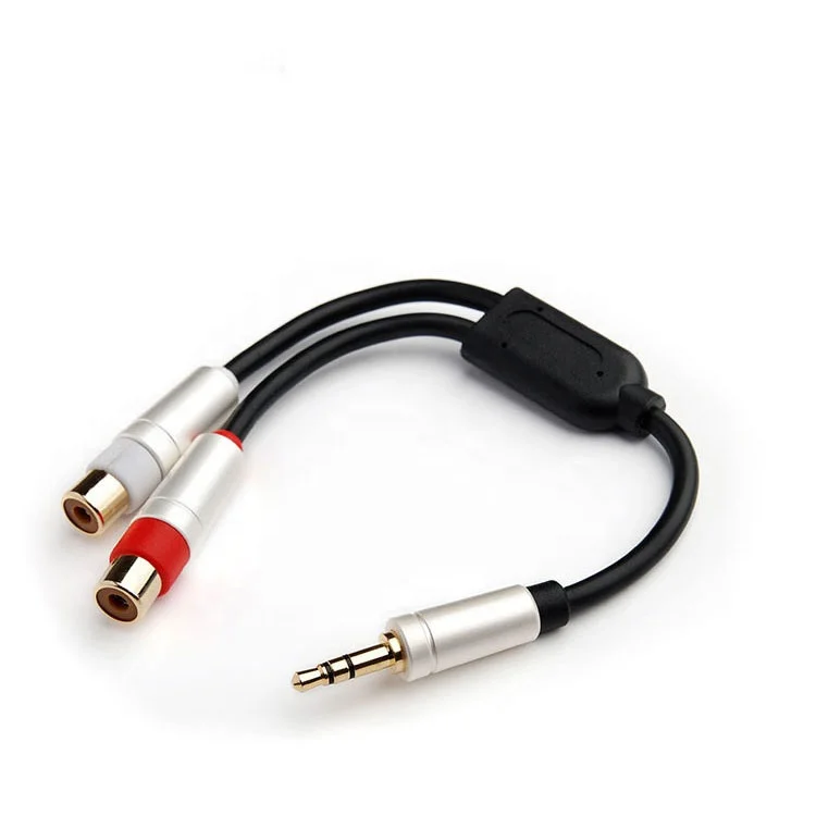 Aluminum Shell 3.5mm male to 2-Female RCA Stereo Audio for Home Theater