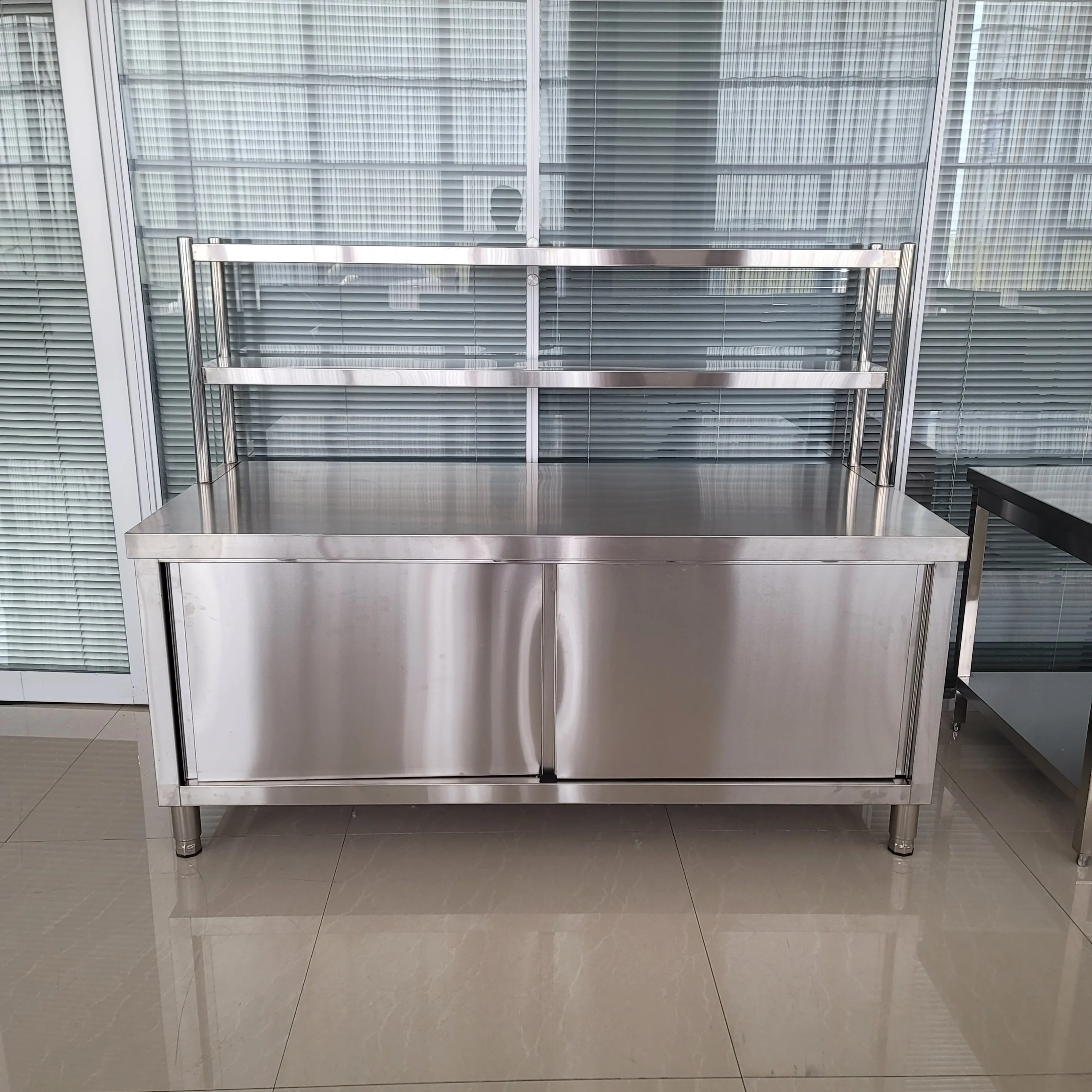 180x80x85cm Top SUS304 wholesale commercial restaurant kitchen stainless steel work table storage cabinets