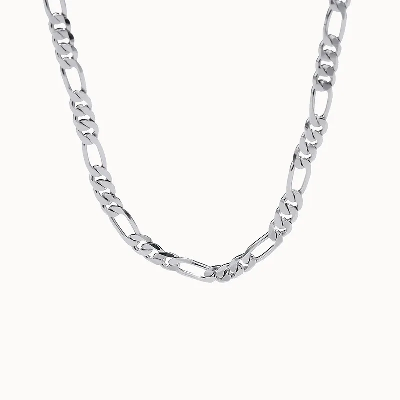 Hot Selling Women Men Chunky Jewelry Hip Hop Figaro Chain 925 Sterling Silver