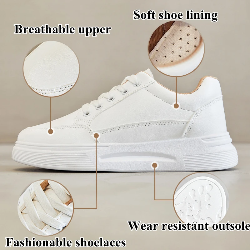Thick-soled small white shoes women  spring new fashion white student round toe sneakers sports casual shoes