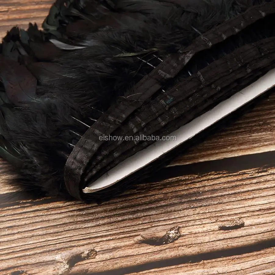 hot sale chicken material black feather trim for dance dress