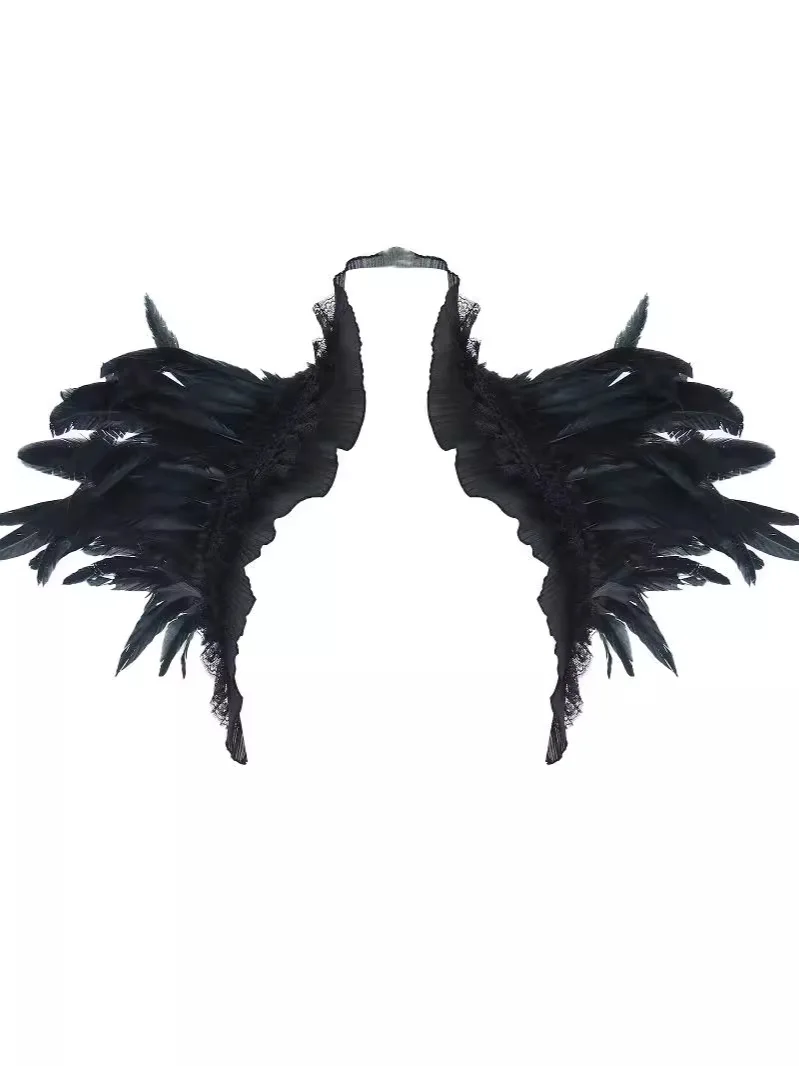 zesi Gothic style lace patchwork shawl strap party nightclub masquerade ball model catwalk shoulder wear