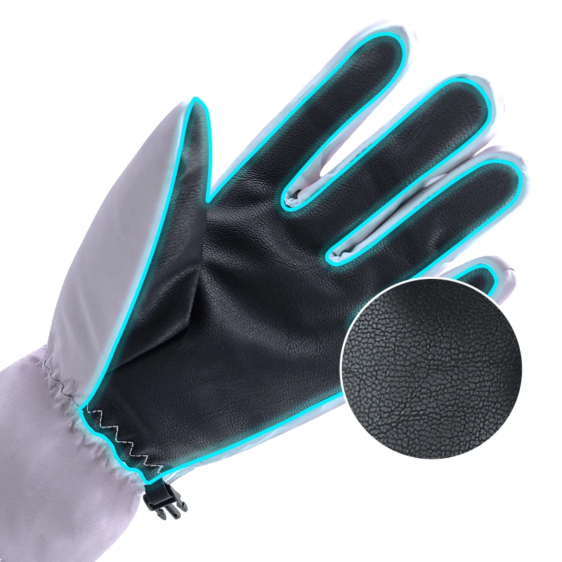 Winter Warm Ski Snowboarding Gloves with 5 Finger Lining Waterproof Leather Gloves with Bag for Outdoor Sports for Children