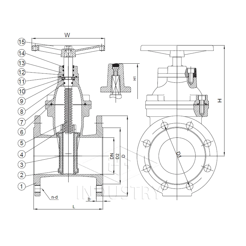 Flange gate valve DN100 Pn16 di non-rising stem resilient stem soft sealing cast iron gate valve