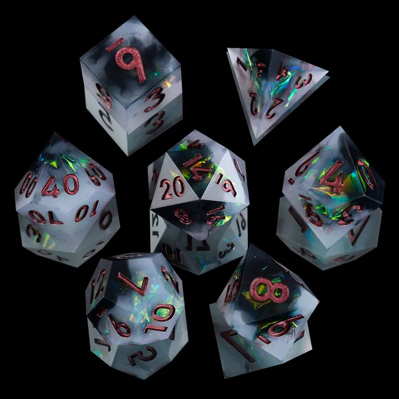 MINI PLANET DND Dice Set Handcrafted Resin Dice with Sharp Edges Dungeons and Dragons Flower Dice D&D For TRPG Board Games