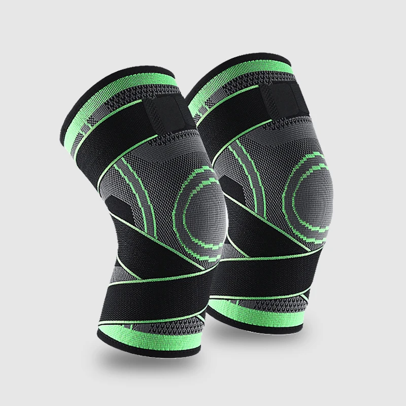 Soft knitting breathable compression knee brace with adjustable strap for running
