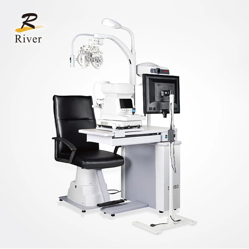 Ophthalmic motorized refraction chair and table unit optometry chair and stand ophthalmic unit chair