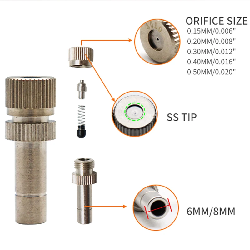 Cozymist Anti Drip 10-24Unc Brass Water Spray Fog Nozzle For Misting System