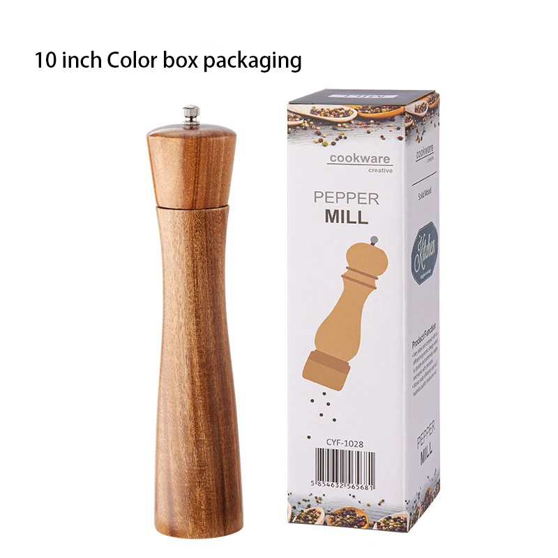 6/8/10 inch Wooden Pepper Grinder Mill Manual Acacia Wood Pepper Mill