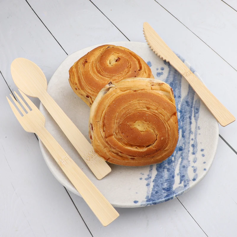 Natural environmental protection bamboo tableware set safe recyclable knife fork spoon set suitable for picnics