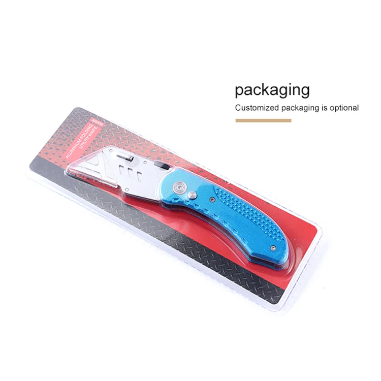 Free Sample Replaceable Blade Folding Aluminum Handle Utility Pocket Box Cutter Quick Change Blade Carpet Knife Drywall Cutter