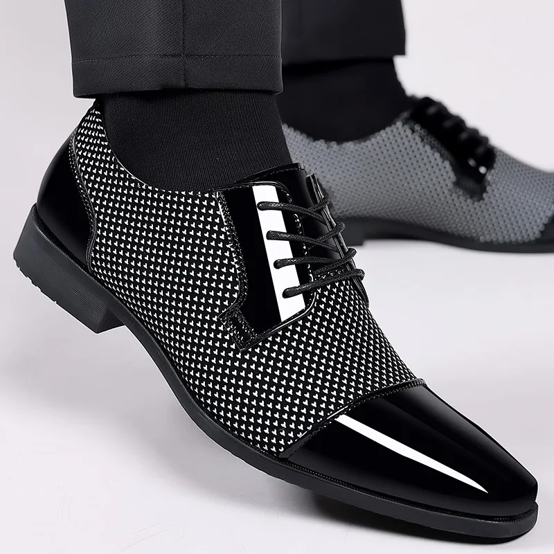 Leather Shoes For Men Business Attire Casual Breathable Black Height Increasing Pointed Lace Up British Fashion Mens Shoes